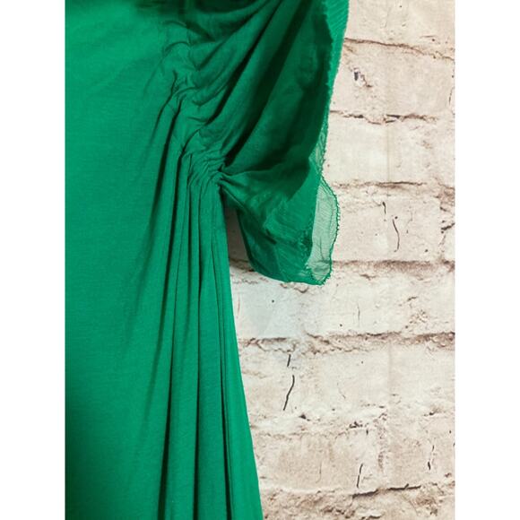Hoss Intropia Dress Womens Medium Kelly Green Asymmetric Sleeve Bow Tie Stretch - Picture 5 of 16